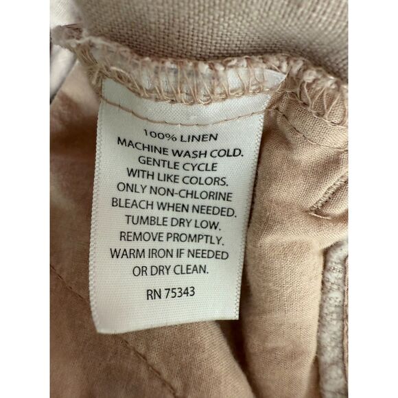 Cynthia Rowley Women's 100% Linen Cargo Pants Adjustable Length Beige Size 4 - Picture 4 of 10